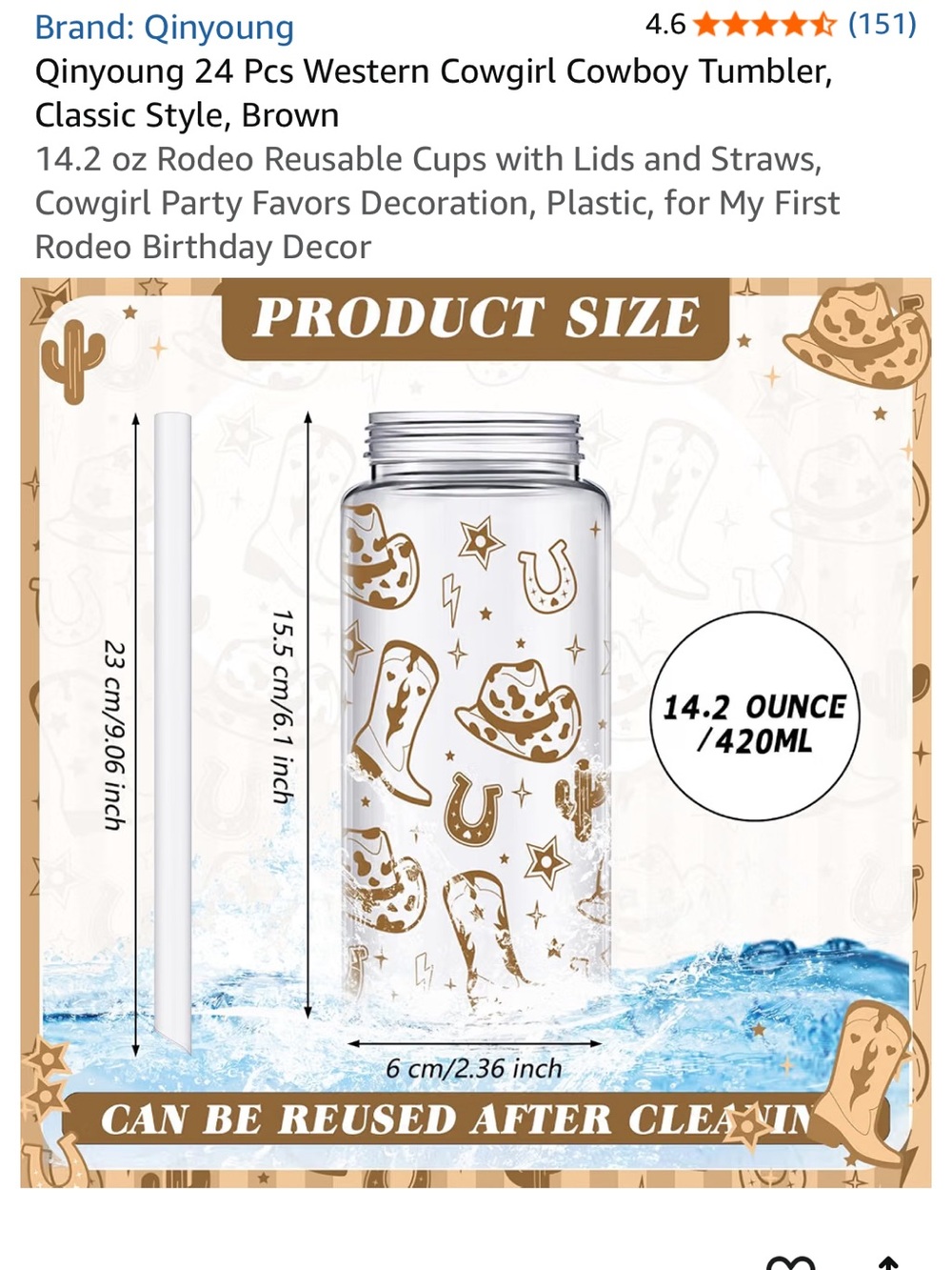 Brown Western Cowgirl Cowboy Tumbler - 14.2 oz